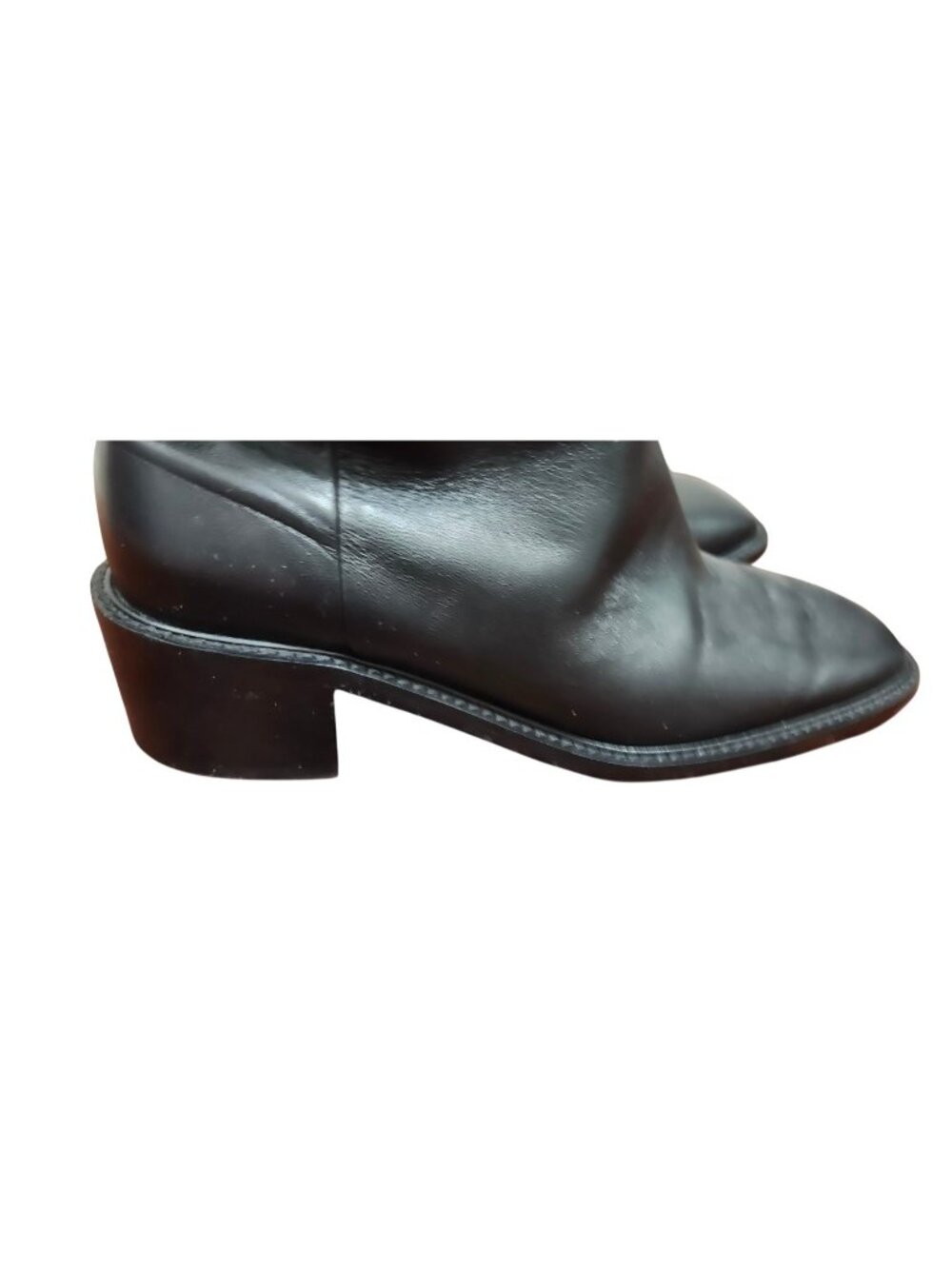Everlane Day Heel Boot Womens Size 8 Black Leather Ankle Boots Square Toe Zip - Picture 7 of 14